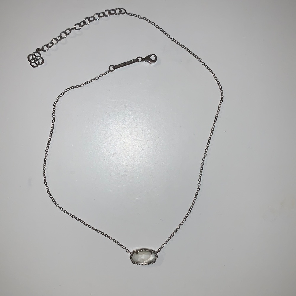 Kendra Scott Silver Necklace with White Stone
